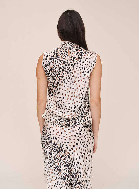 Bella Dahl Fitted Cowl Neck Top - Painted Spots Print View 2