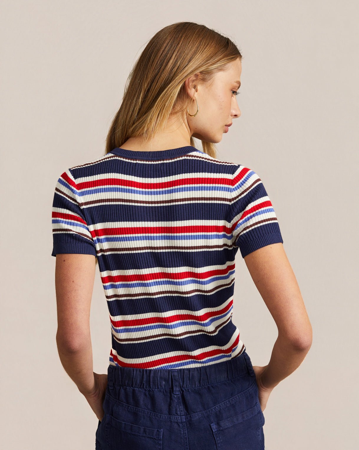 Bella DahlFitted Crew Neck Tee - Seaside StripeTops