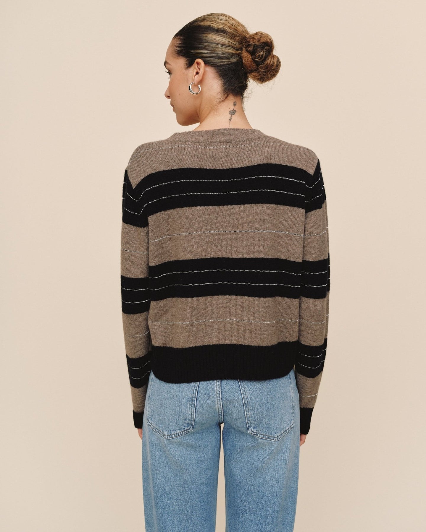 Bella DahlFitted Crew Sweater - Frappe StripeSweaters
