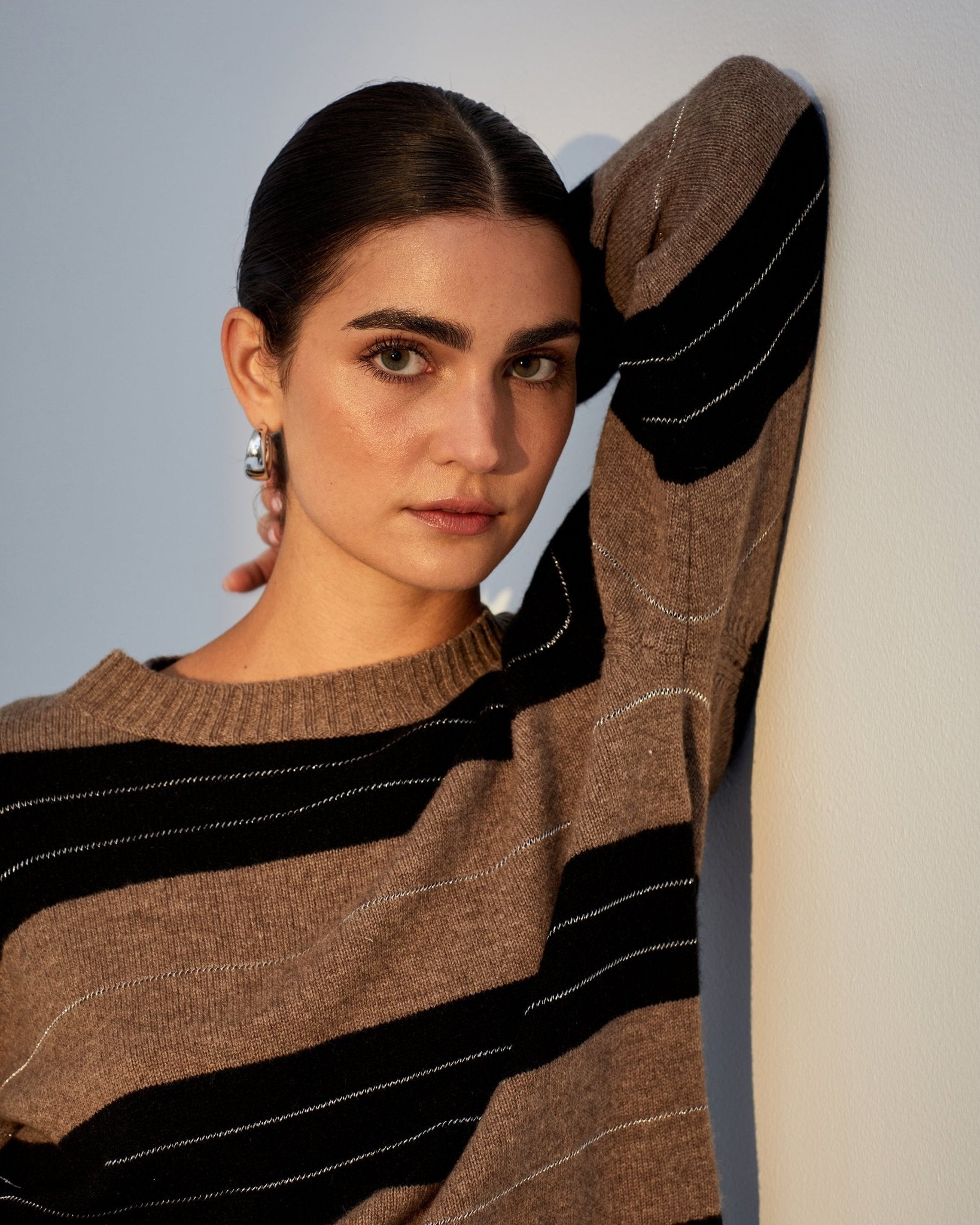 Fitted Crew Sweater - Frappe Stripe – Bella Dahl