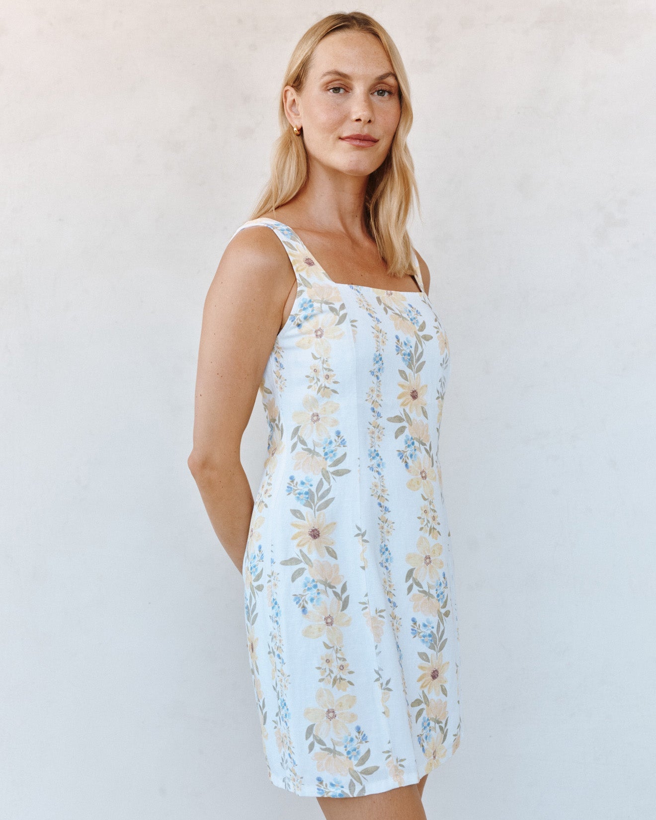 Bella DahlFitted Smocked Back Mini Dress - Wildflower Stripes PrintDresses