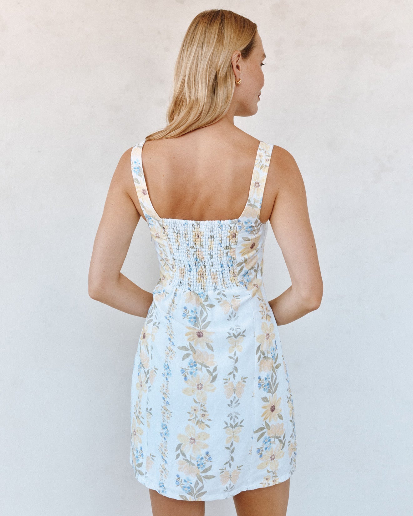 Bella DahlFitted Smocked Back Mini Dress - Wildflower Stripes PrintDresses