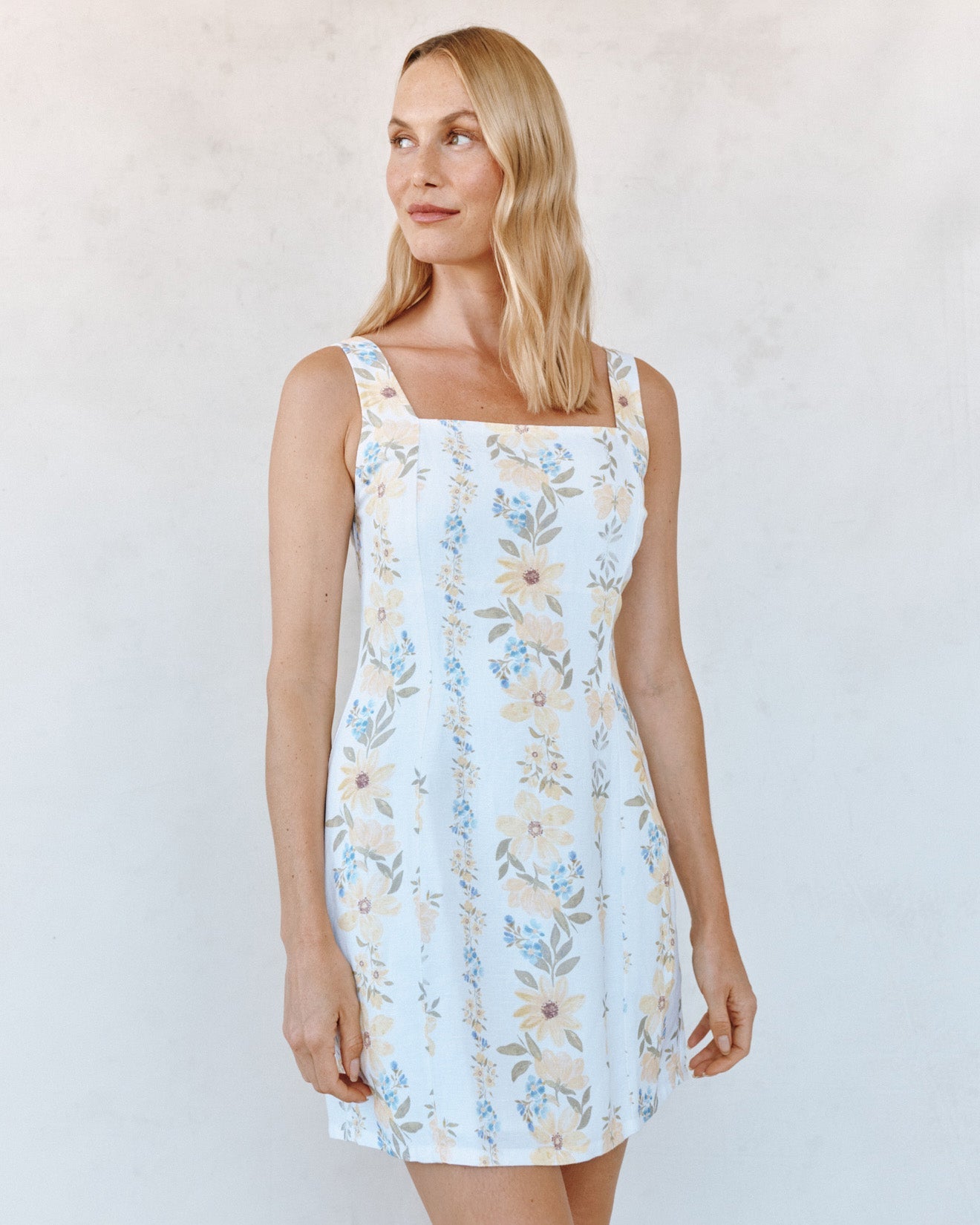 Bella DahlFitted Smocked Back Mini Dress - Wildflower Stripes PrintDresses