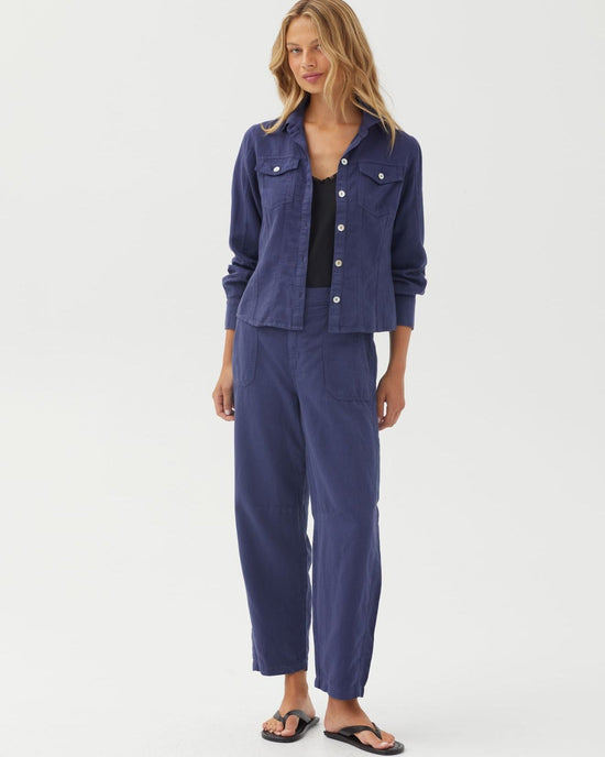 Bella Dahl Fitted Trucker Shirt - Deep Cobalt