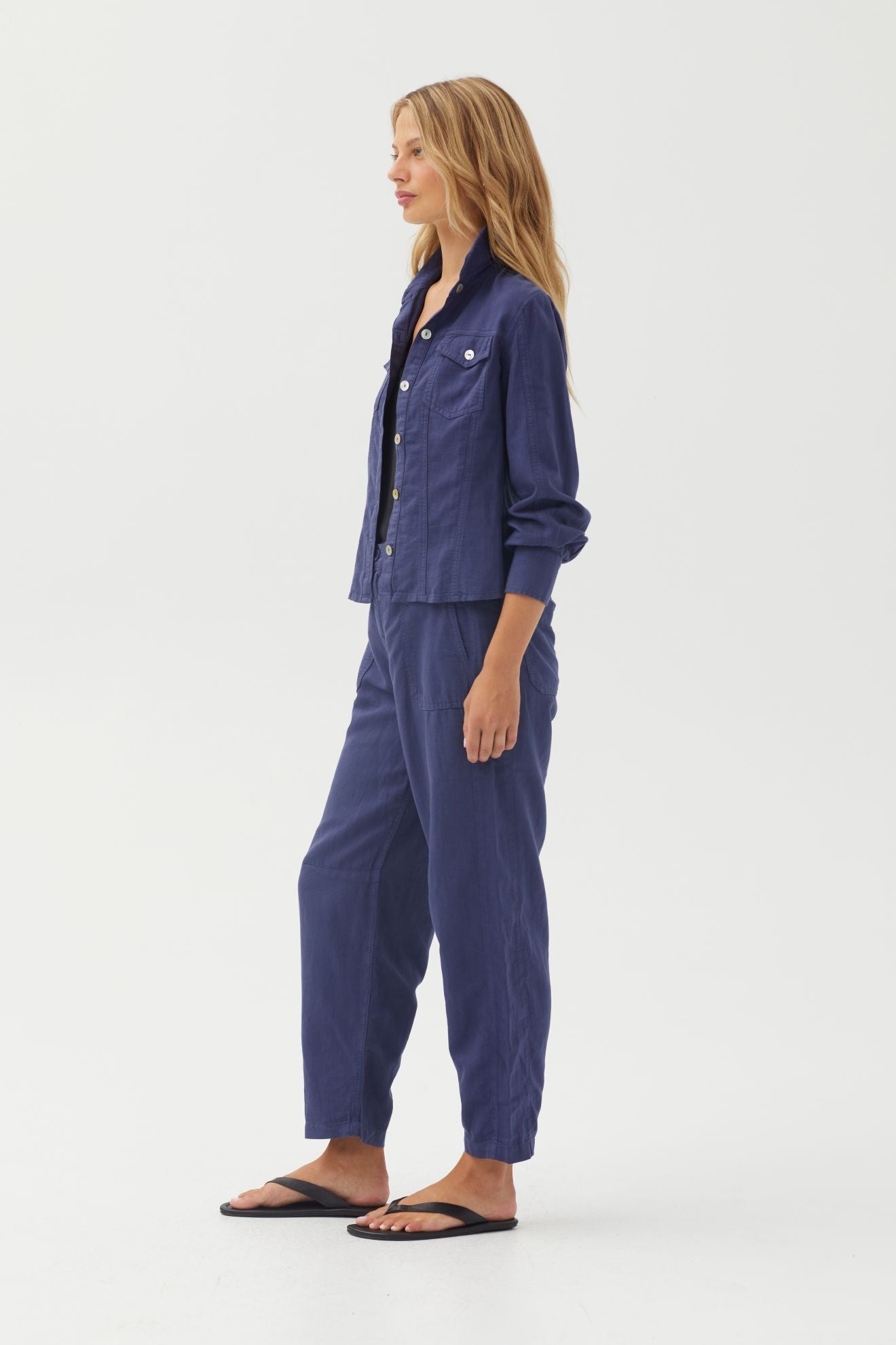 Bella DahlFitted Trucker Shirt - Deep CobaltTops