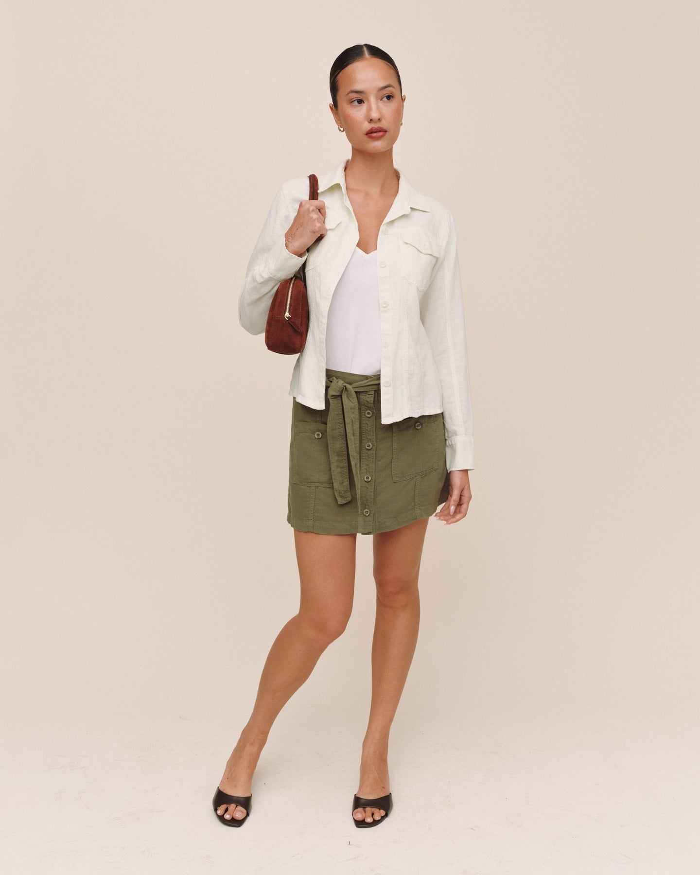 Bella DahlFitted Trucker Shirt - IvoryTops