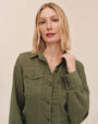 Bella DahlFitted Trucker Shirt - Olive GreenTops