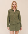Bella DahlFitted Trucker Shirt - Olive GreenTops