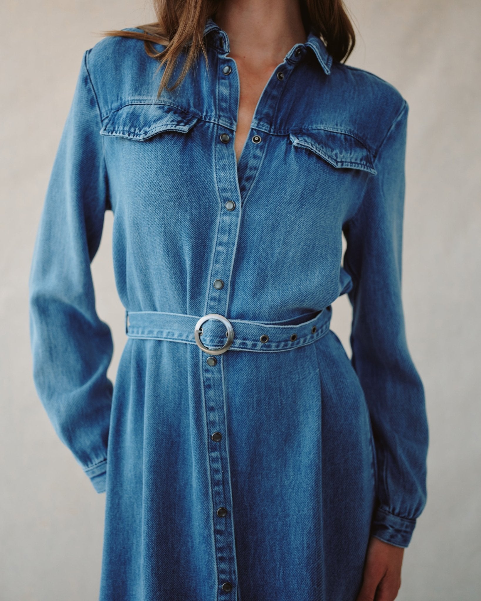 FLAP POCKET BELTED SHIRT DRESS MDVNW - Bella Dahl