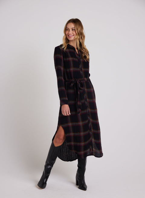 Flowy Hem Maxi Dress in Autumn Sunset Plaid - Bella Dahl 