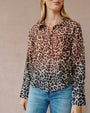Bella DahlFlowy Wide Collar Button Down - Ombre Leopard PrintTops