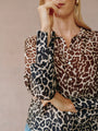 Bella DahlFlowy Wide Collar Button Down - Ombre Leopard PrintTops