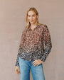 Bella DahlFlowy Wide Collar Button Down - Ombre Leopard PrintTops
