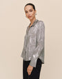 Bella DahlFlowy Wide Collar Button Down - Silver Distress FoilTops