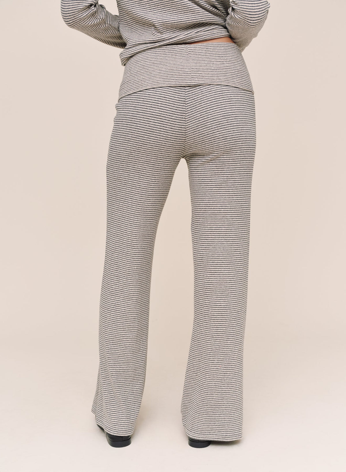 Bella DahlFold Over Wide Leg Pant - Heathered StripePants