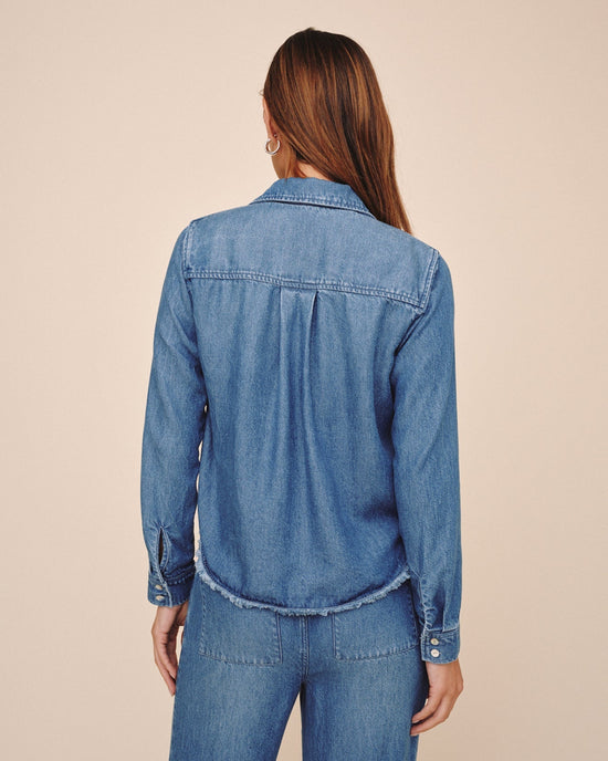 Bella Dahl Fray Hem Cropped Button Down - Indigo Mist Wash View 2