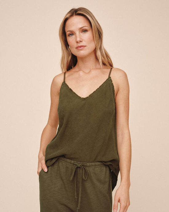 Bella Dahl Frayed Cami  - Olive Night