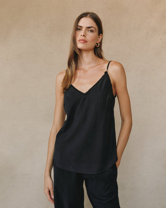Bella Dahl Frayed Tencel Cami - Vintage Black