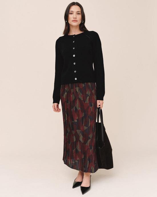 Bella Dahl Front Slit Pleated Skirt - Abstract Camo Print