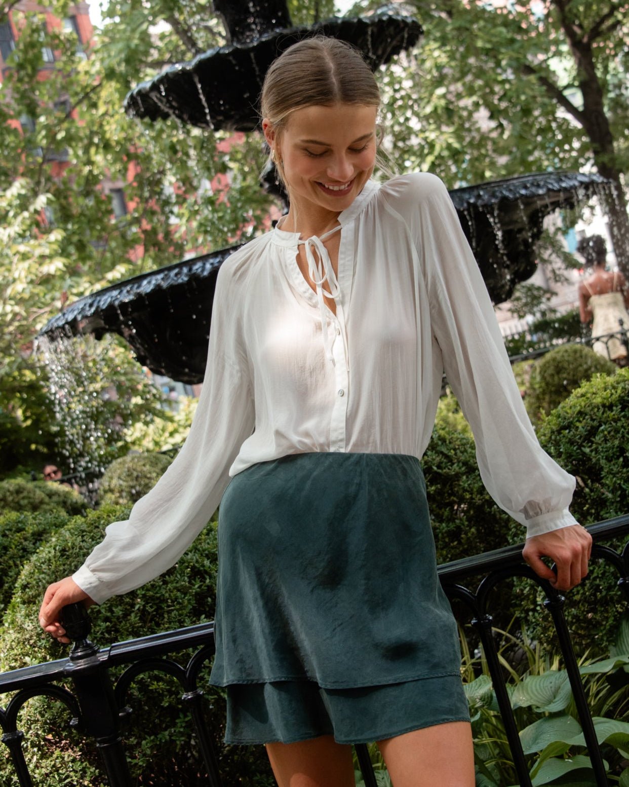 Bella DahlFull Sleeve Raglan Button Down - Sheer IvoryTops