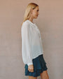 Bella DahlFull Sleeve Raglan Button Down - Sheer IvoryTops