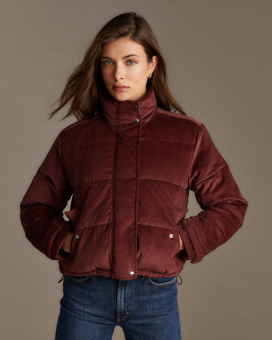 Bella Dahl Funnel Neck Puffer Jacket - Mahogany