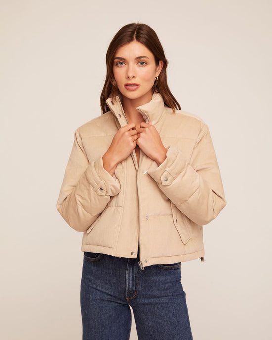 Bella Dahl Funnel Neck Puffer Jacket - Oat