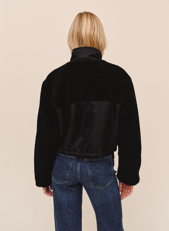 Bella Dahl Funnel Neck Utility Sherpa Jacket - Black View 2
