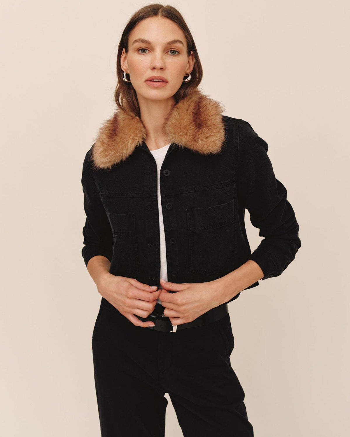 Bella DahlFur Collar Jacket - Vintage Black WashCoats & Jackets