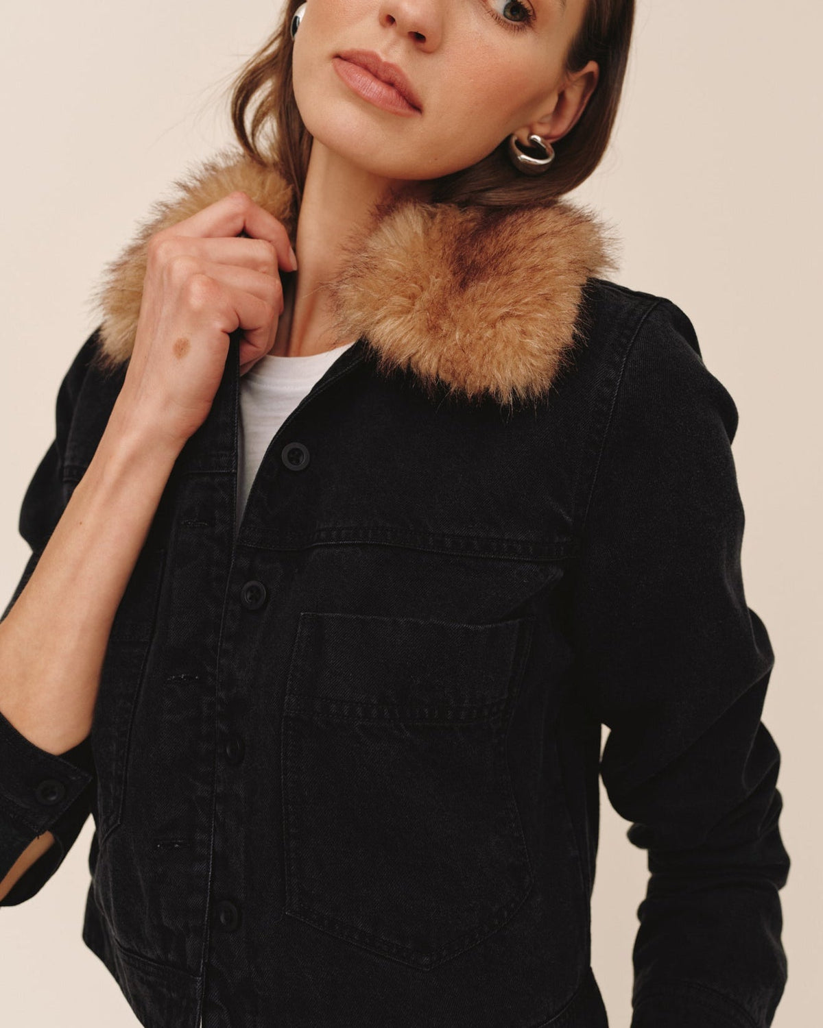 Bella DahlFur Collar Jacket - Vintage Black WashCoats & Jackets