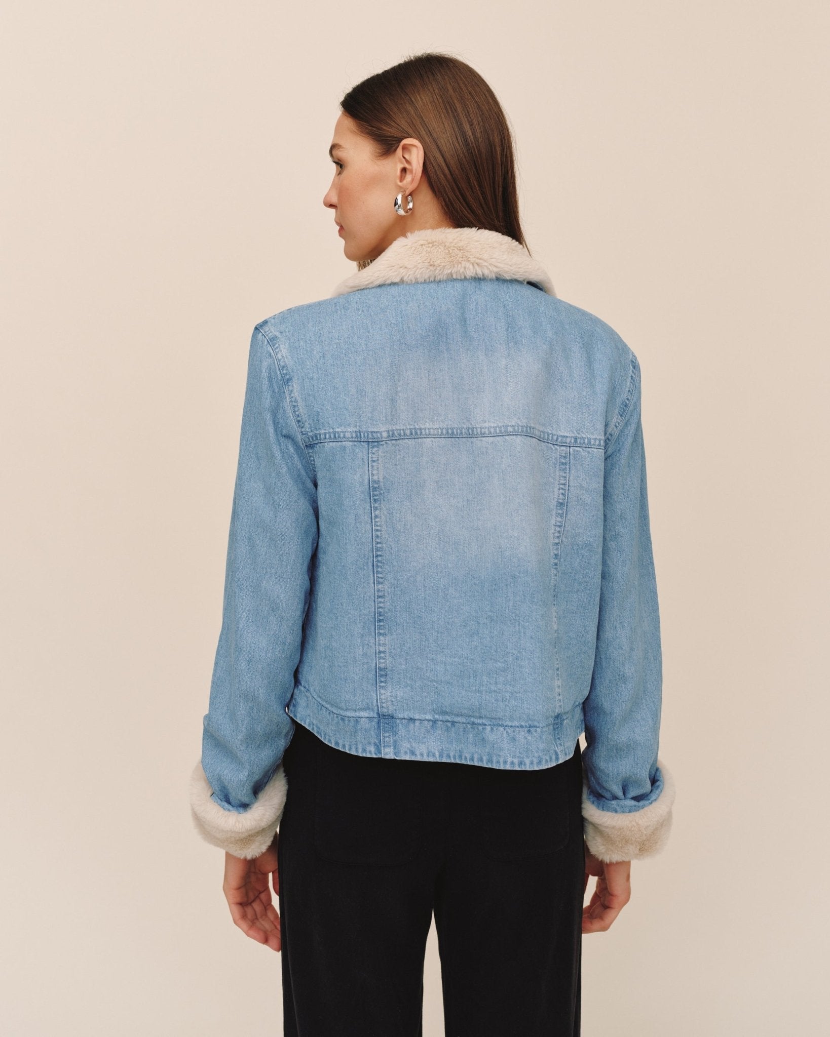 Fur Trimmed Denim Jacket - Vintage Frost Wash – Bella Dahl