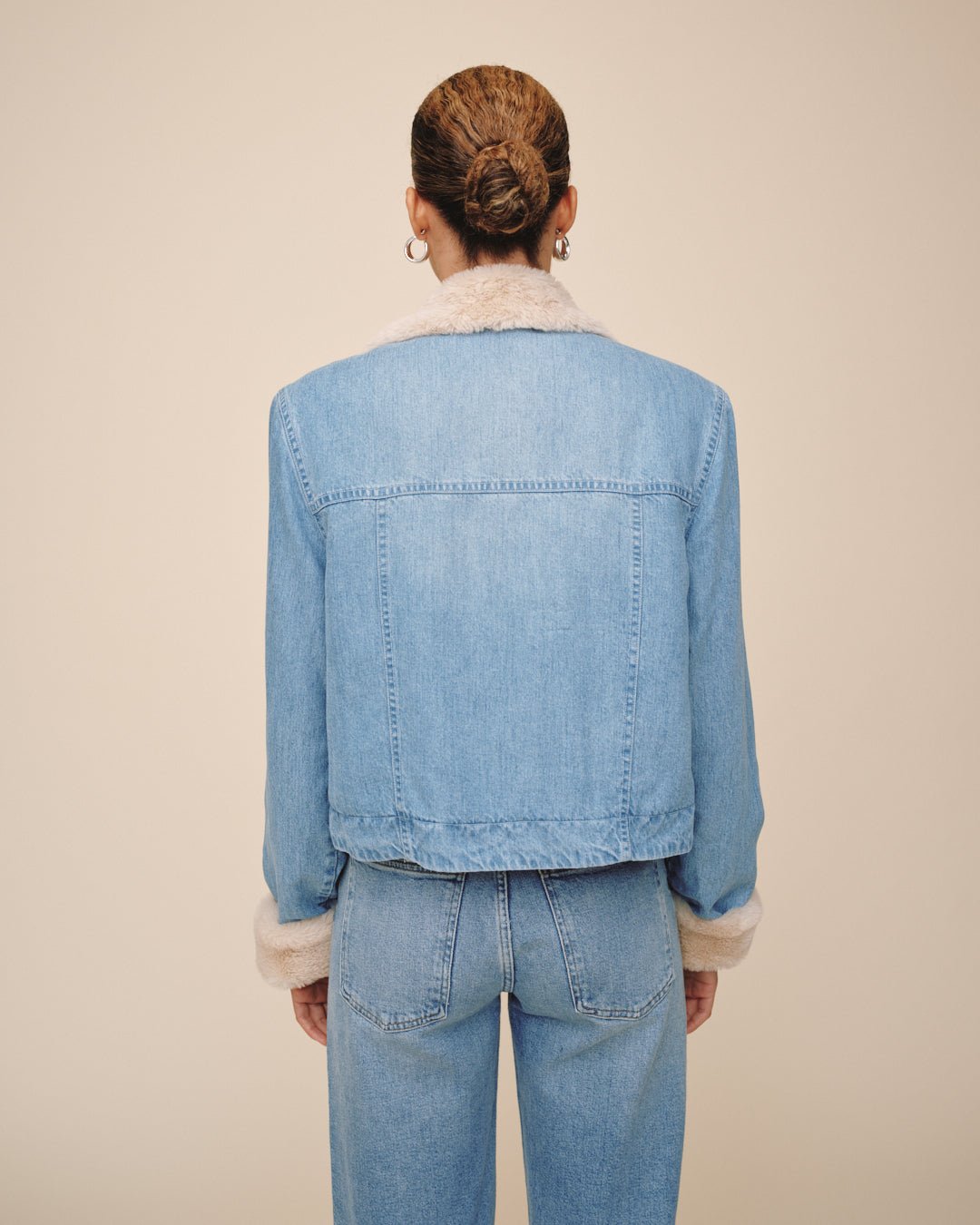 Bella DahlFur Trimmed Denim Jacket - Vintage Frost WashCoats & Jackets