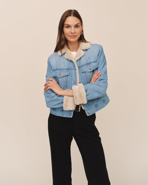 ジャケット・アウター 00s archive short length fur denimjacket fur-trimmed-denim-jacket-