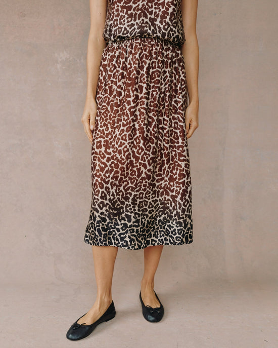 Bella Dahl Gathered skirt- Ombre Leopard Print