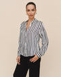 Bella DahlHigh Low Hem Shirt - Indigo Ink StripeTops