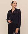 Bella DahlLace Contrast Button Down - Midnight SkyTops