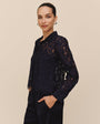 Bella DahlLace Contrast Button Down - Midnight SkyTops