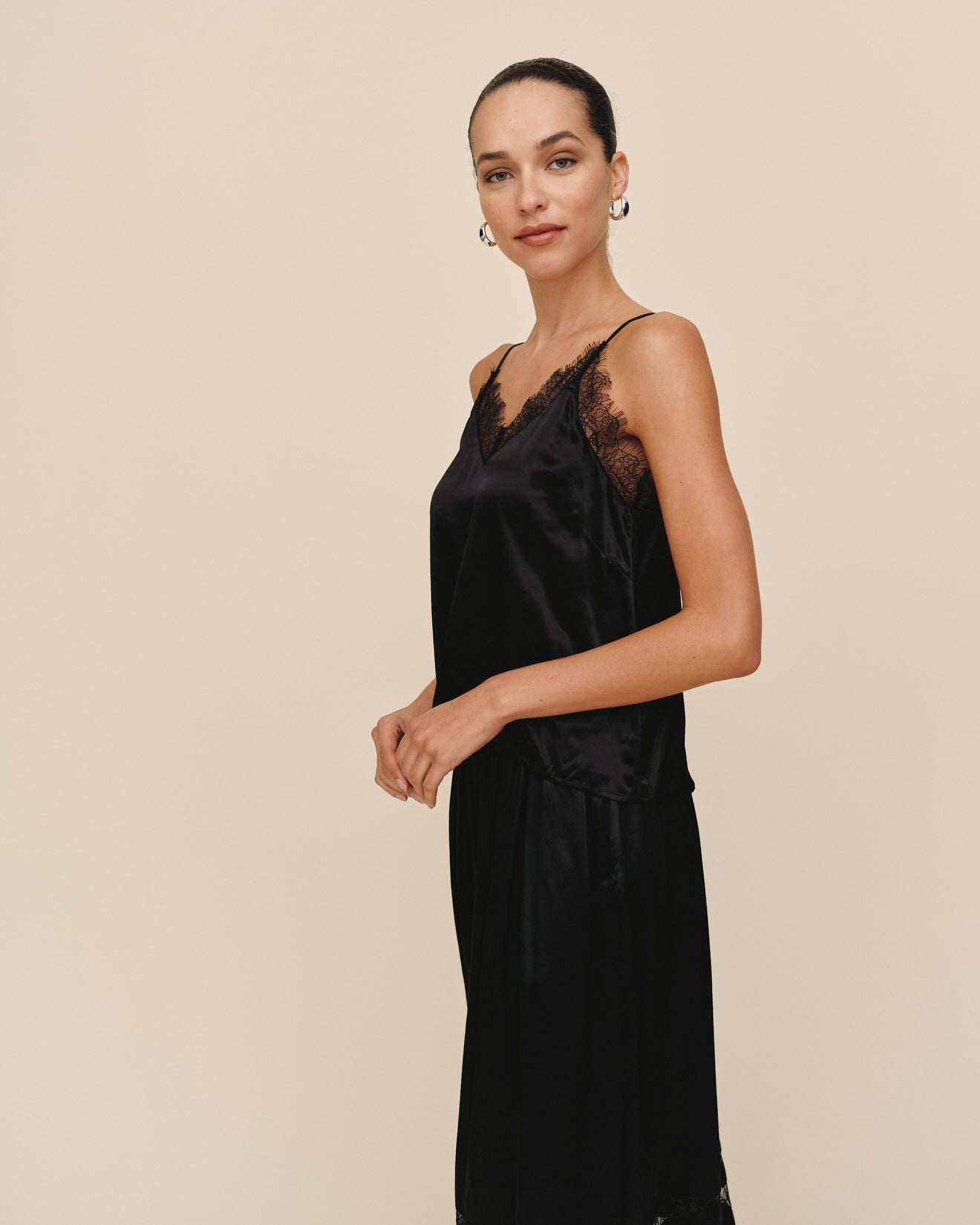 Bella DahlLace Trim Camisole - BlackTops