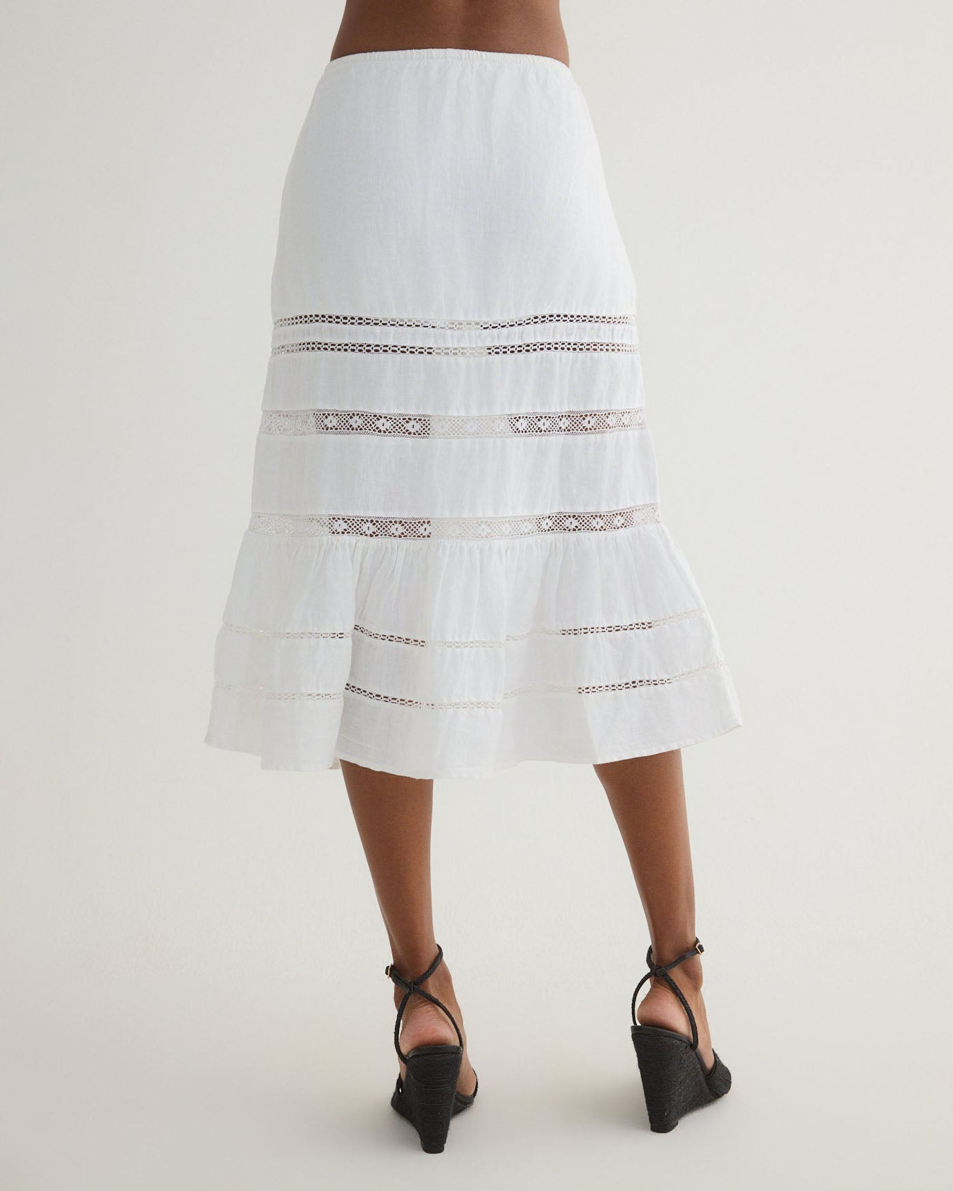 THE TOÉ ザトゥー Mayfair lace skirt white Lattice Lace Trim Tiered