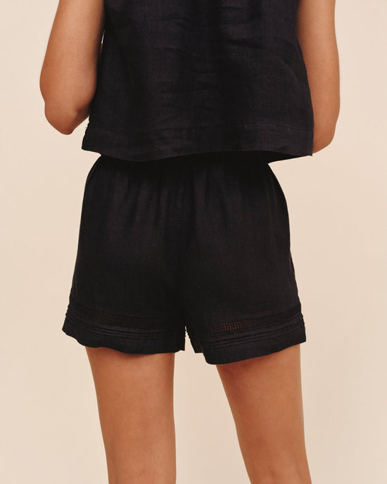 Bella Dahl Lattice Pintuck Short - Black View 2