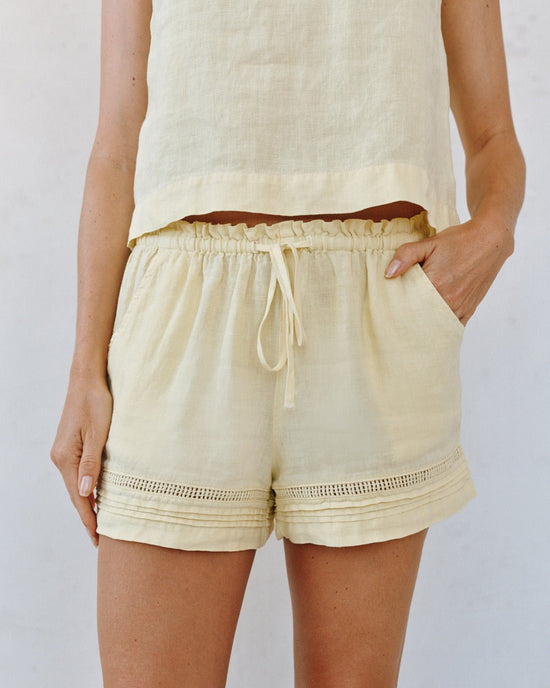 Bella Dahl Lattice Pintuck Short - Lemon Drop