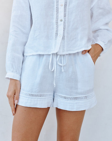 Lattice Pintuck Short - White – Bella Dahl