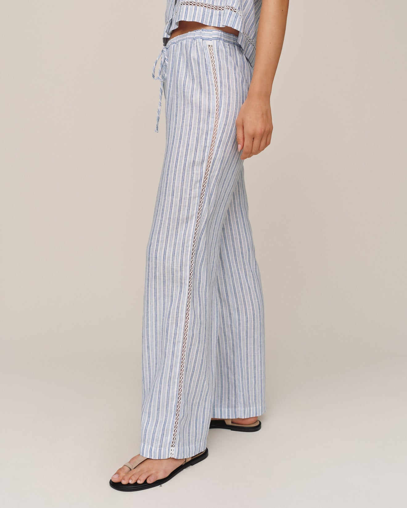 Lattice Side Stripe Drawstring Pant - Ocean Blue Stripe – Bella Dahl