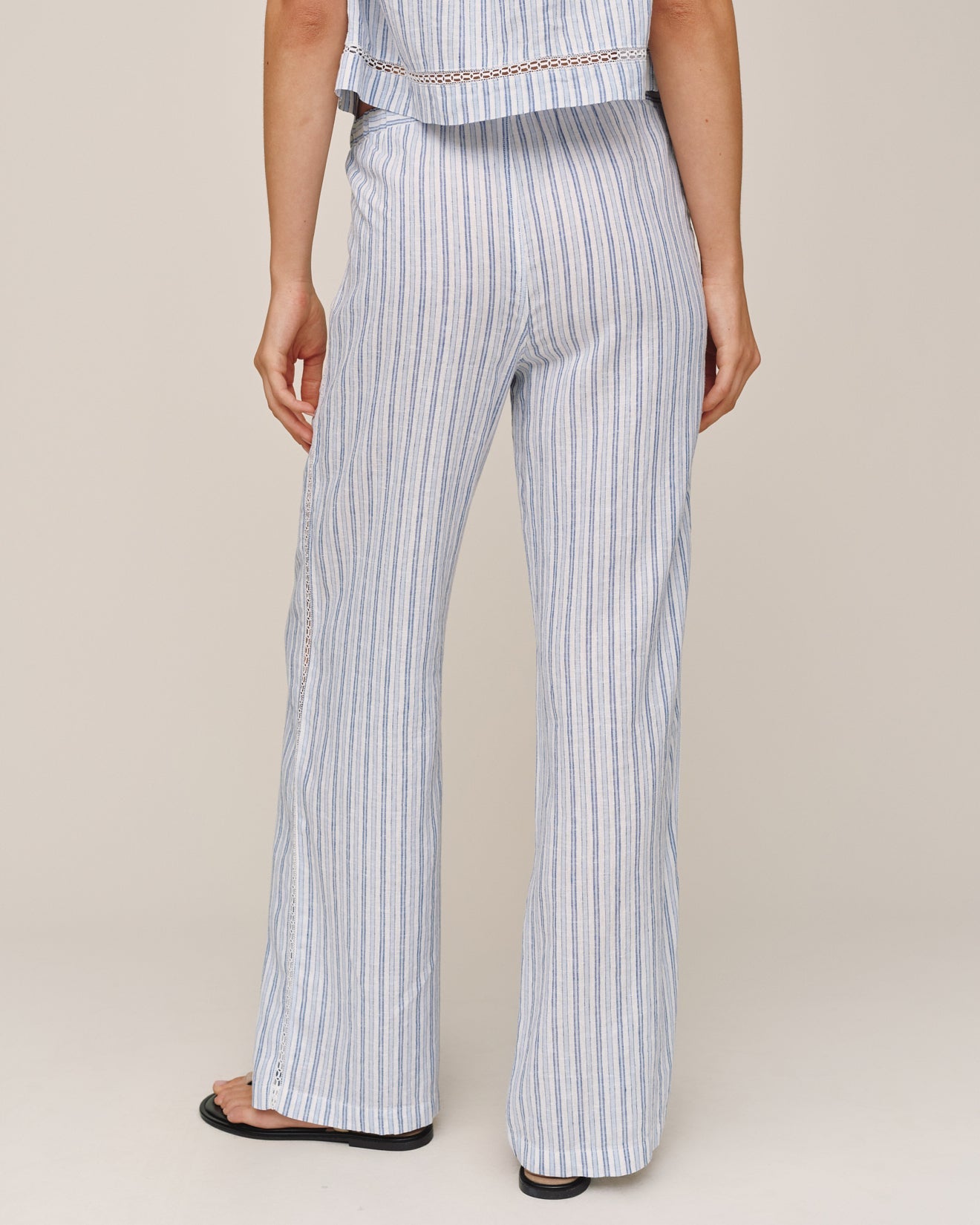 Bella DahlLattice Side Stripe Drawstring Pant - Ocean Blue StripePants