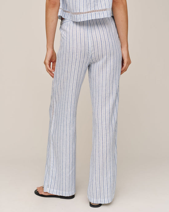 Bella Dahl Lattice Side Stripe Drawstring Pant - Ocean Blue Stripe View 2