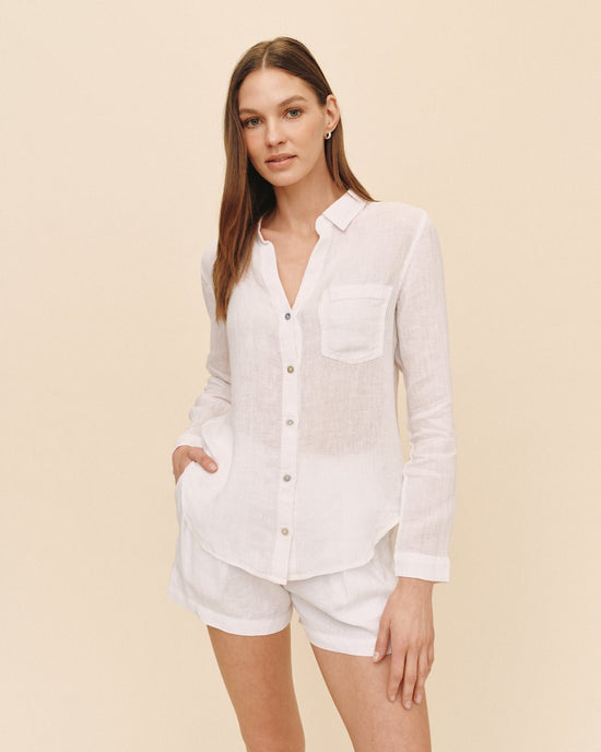 Bella Dahl Linen Pocket Button Down - White