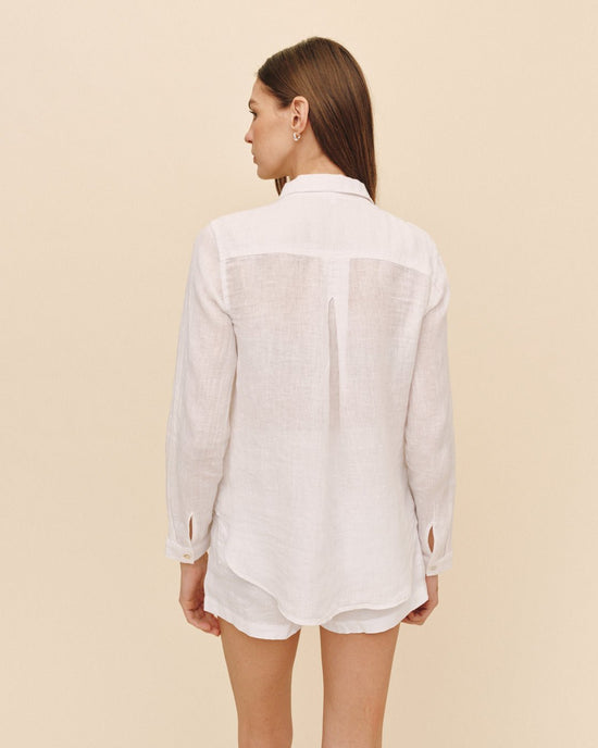 Bella Dahl Linen Pocket Button Down - White View 2