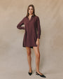 Bella DahlLong Sleeve A Line Shirt Dress - Pinot NoirDresses