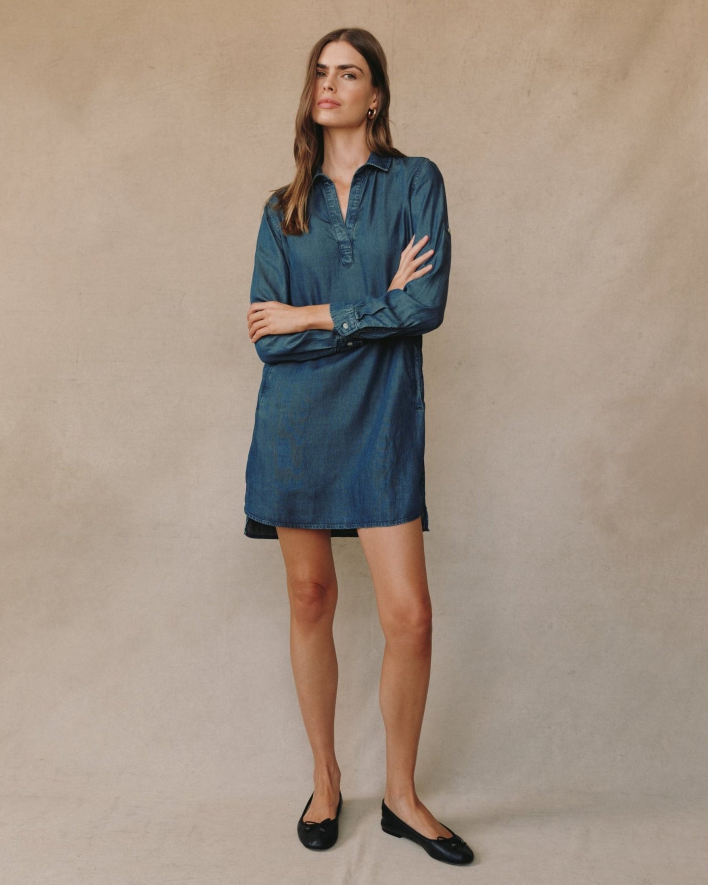 Bella DahlLong Sleeve A Line Shirt Dress - Twilight Rinse WashDresses