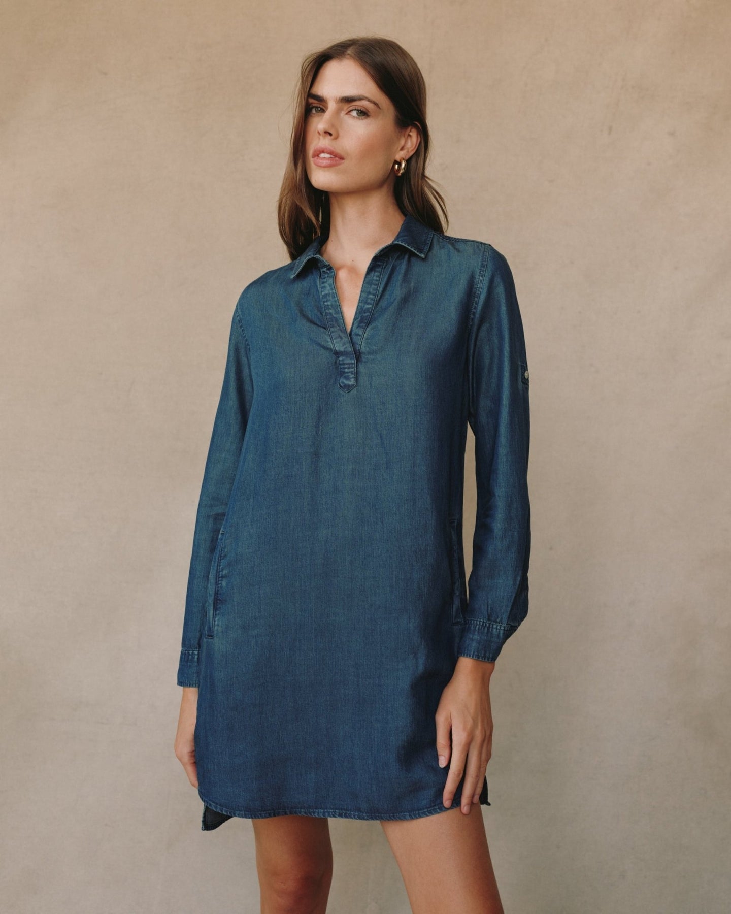 Bella DahlLong Sleeve A Line Shirt Dress - Twilight Rinse WashDresses